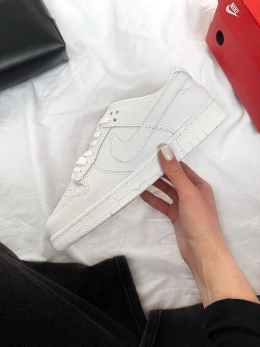 Кросівки Nike SB Dunk Low White жіночі шкіряні білі кеди Найк СБ Данк демісезонні | Женские кроссовки Данки белые демисезонные кожаные 36 37 38 39 40