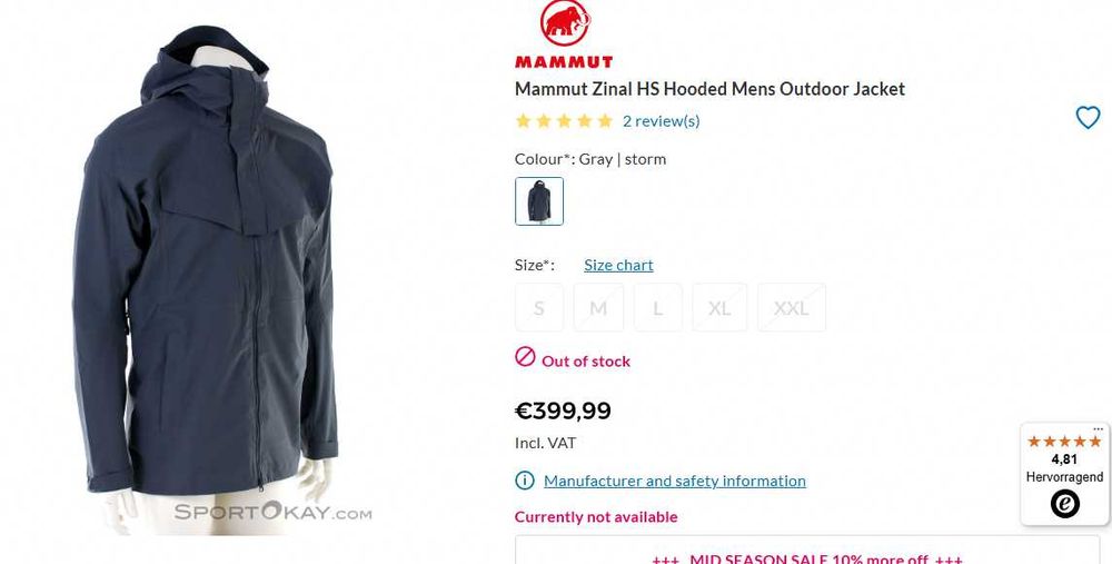 Нова оригінал Mammut Zinal 3в1 HS DRYtech Pro куртка