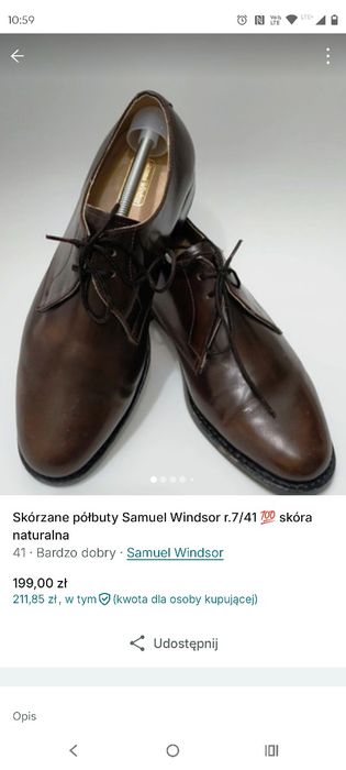 Skórzane półbuty Samuel vinsdor r.7/41