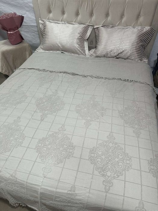 Ексклюзивні натуральне махрові-сатинові комплекти білизни з покривалом