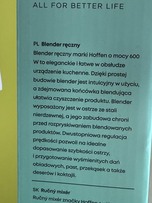 Blender 600 watt, Blękitny, nowy, Wrocław, 3 lata gwar