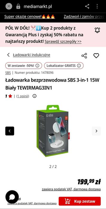 Ładowarka bezprzewodowa SBS 3w1 Wireless Charger Station 15W – NOWA!