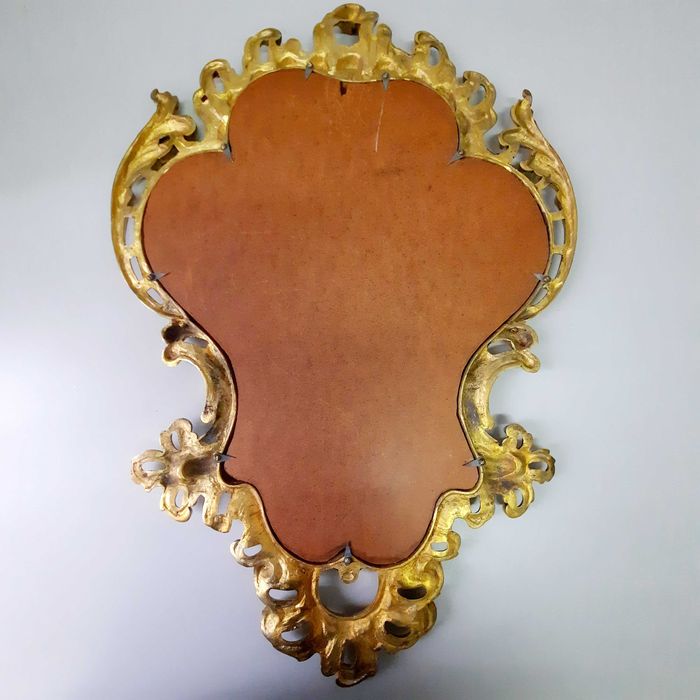 Vinnage, espelho de parede de latão, espelho em formato vitoriano