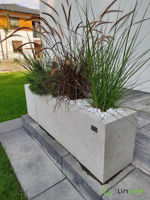 Donica Linare z betonu architektonicznego 100x50x50h, bardzo mocna