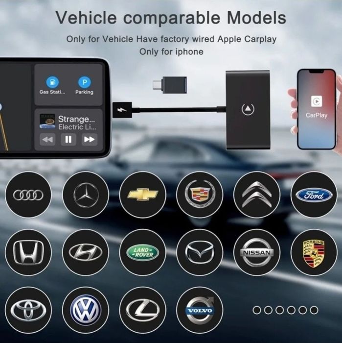 Adapter bezprzewodowy CarPlay Plug&Play iOS 10+ do samochodów z przewodowym CarPlay