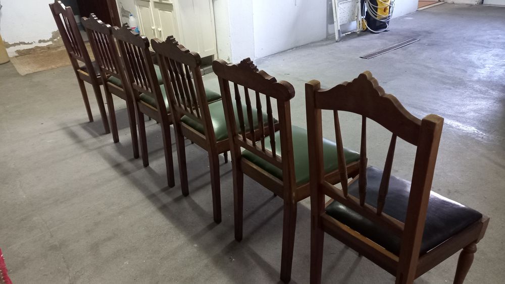 Conjunto 6 cadeiras antigas em madeira