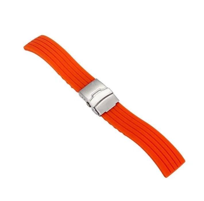Bracelete Borracha Laranja 20mm 22mm 24mm Fecho Báscula