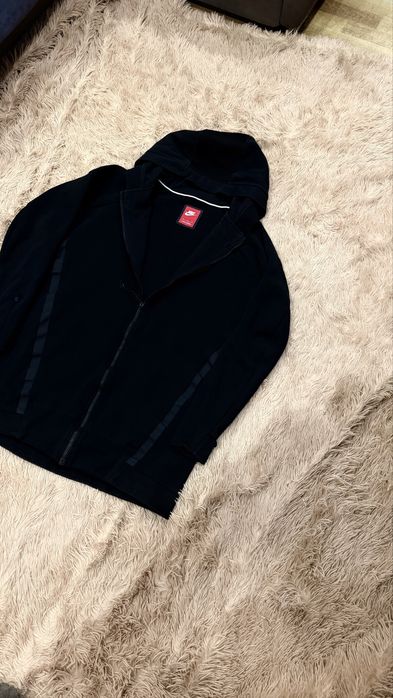Чорна кофта черная кофта зипка зип худи nike tech fleece найк теч флис оригинал m