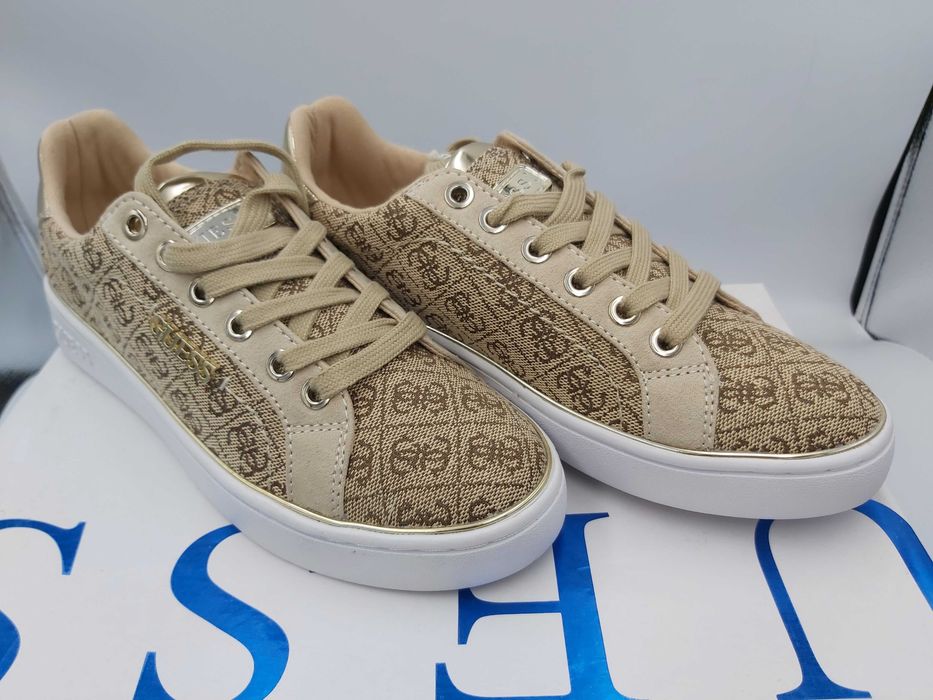NOWE sneakersy GUESS złote monogram trampki rozmiar 35