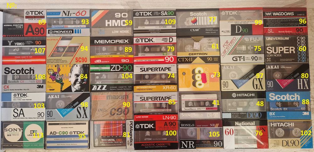 Аудиокассеты 70х-90х годов НОВЫЕ Maxell, Sony, TDK, BASF AKAI и прочие