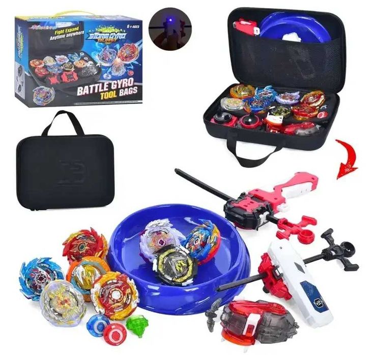 набір BeyBlade 8 бейблейдів ручки та механізми запуску в кейсі арена.