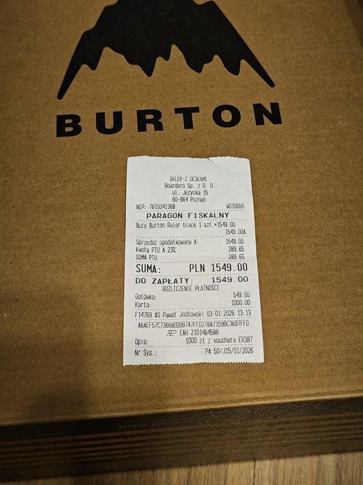 Nowe Burton Ruler BOA rozmiar 43,5 buty snowbodowe