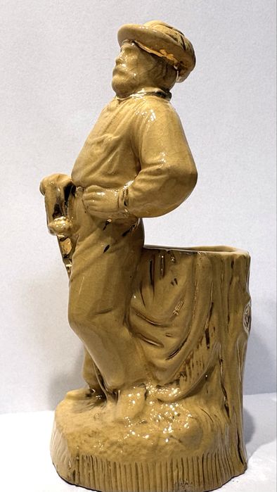 Rara antiga fosforeira figurativa em cerâmica alemã  “yellowware” de Anton Tschinkel