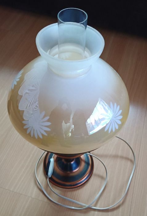 Lampa vintage stołowa PRL stylizowana na naftową