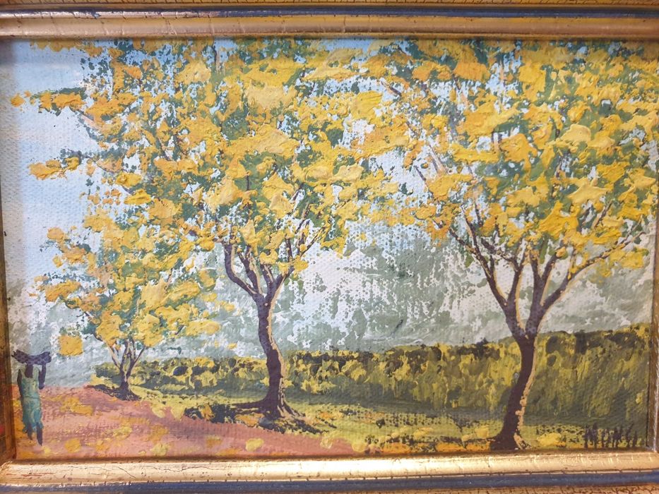 3 lindas pinturas paisagísticas africanas sobre tela emolduradas