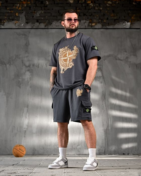 Літній комплект Stone Island. (сірий, зелений, чорний, кайот)