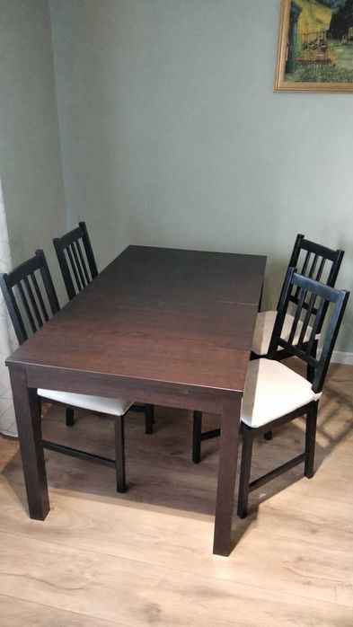 Stół salon kuchnia jadalnia ikea bjursta + 4 krzesła ikea stefan