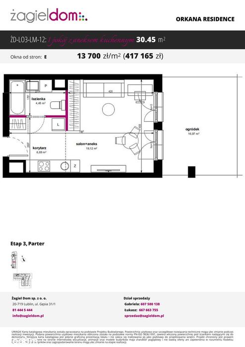 Orkana Residence 3 | mieszkanie 1-pok. 12 z ogródkiem