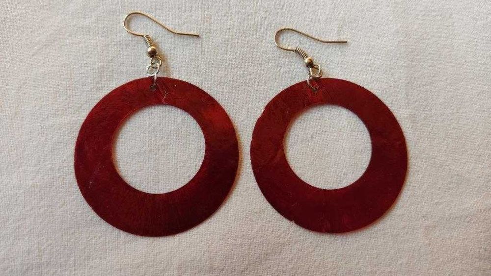 kolczyki ręcznie robione – masa perłowa bordowe