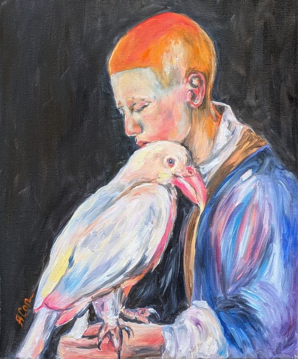 Quadro pintado a óleo, 46x38 cm