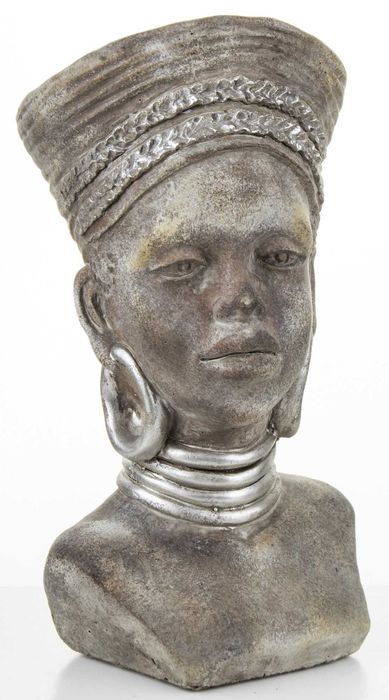 Кашпо цементне Cyrus Stone Бюст африканської дівчини 29x16x12 см