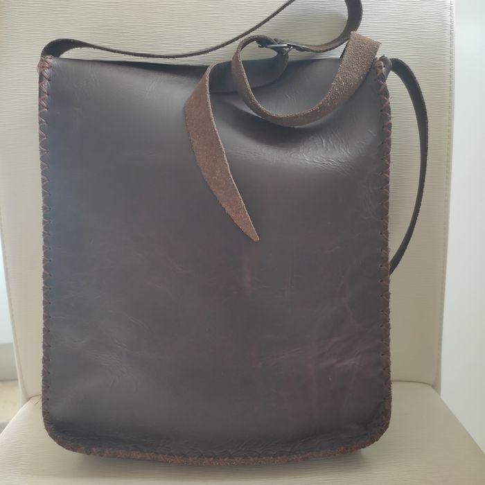Mala de couro natural vintage unisexo