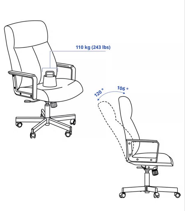Cadeira Escritório IKEA MILLBERGET Preta – Muito Confortável