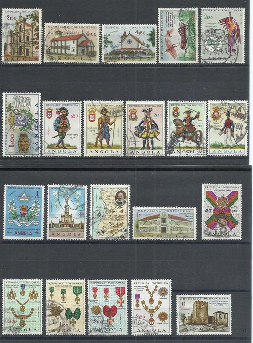 Selos das ex-colónias portuguesas, 180 selos de Angola, maioria usados