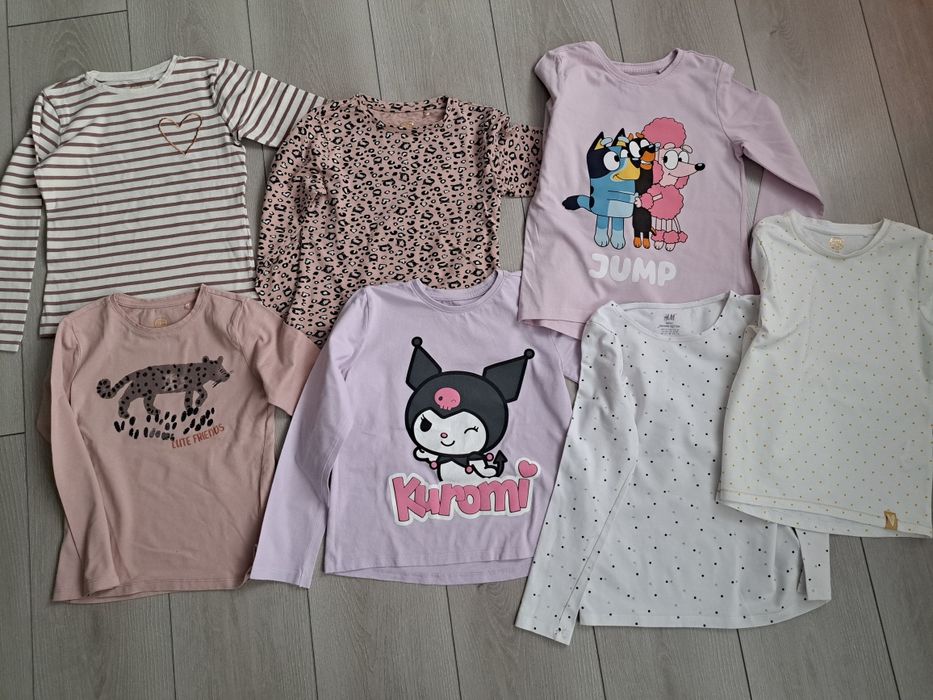 Bluzeczki dla dziewczynki Cool Club Sinsay H&M  r.128 Kuromi.Bluey