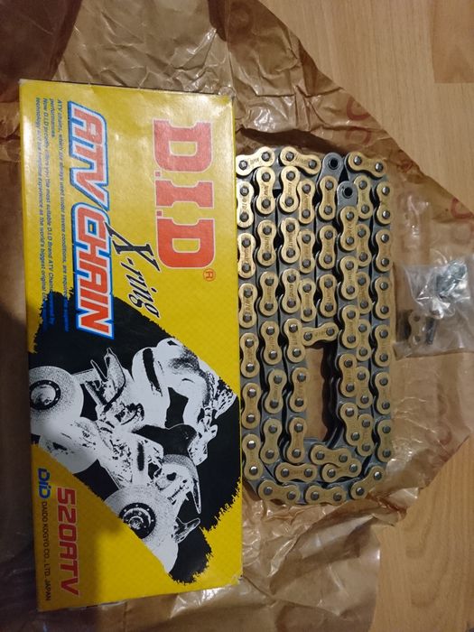 Mtb mx mtb atv łańcuch DID ATV 520 długośc 104 ogniw z zapinką złoty