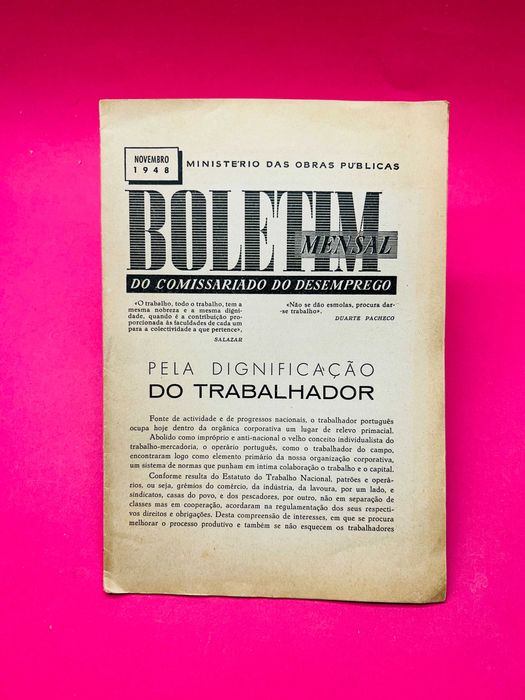 Boletim Mensal do Comissariado do Desemprego (Novembro 1948)