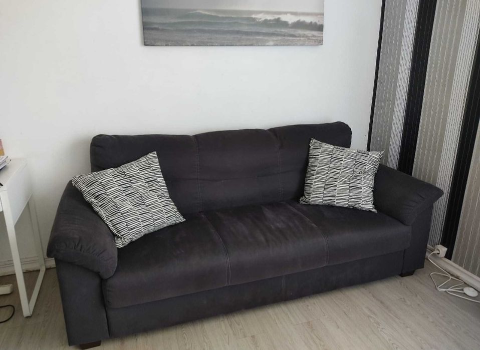 Sofá 3 lugares cinza escuro