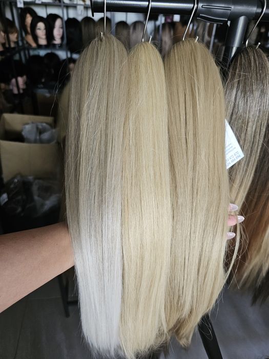 Kucyk kitka proste włosy 55 cm blond ombre