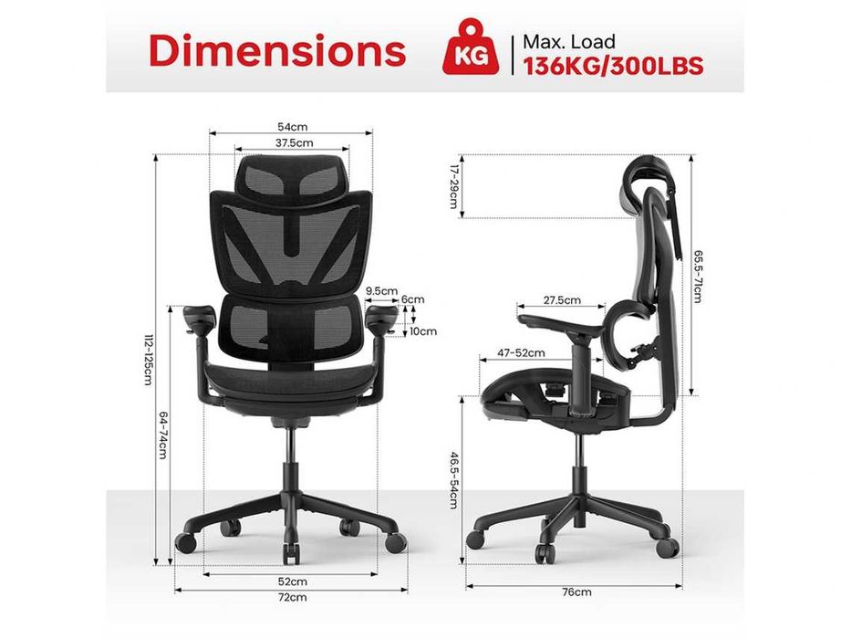 Cadeira de Escritório Ergonômica com Apoio para Os Pés