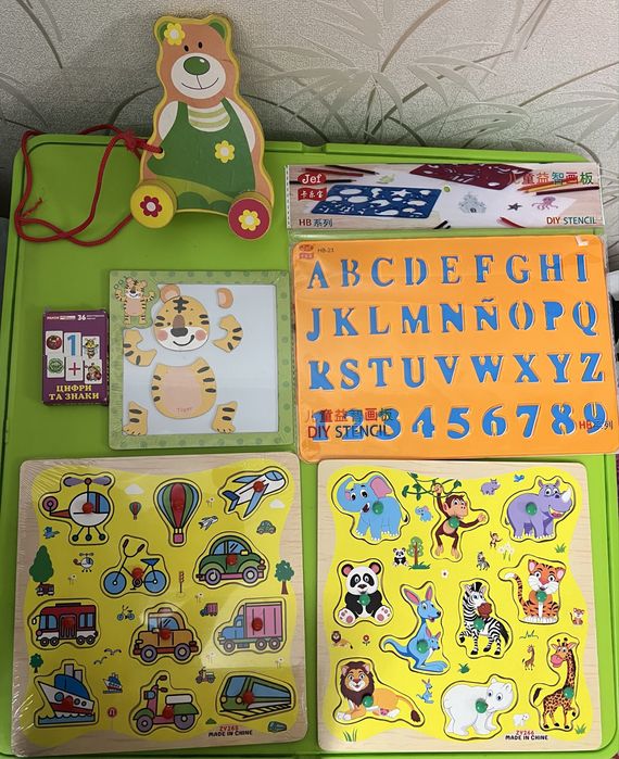 Трафарет, паззлы детские, карточки