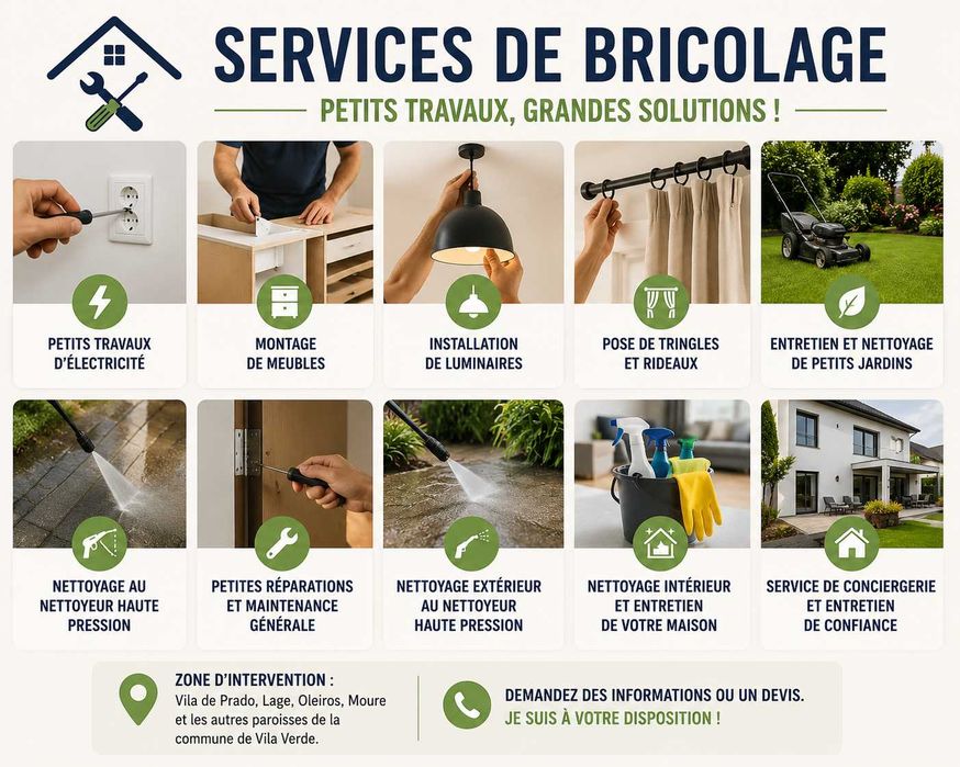 Serviços de Bricolagem e Pequenas Reparações ao Domicílio / Besoin d’aide à la maison ? Avez-vous besoin d’un service de conciergerie ?
