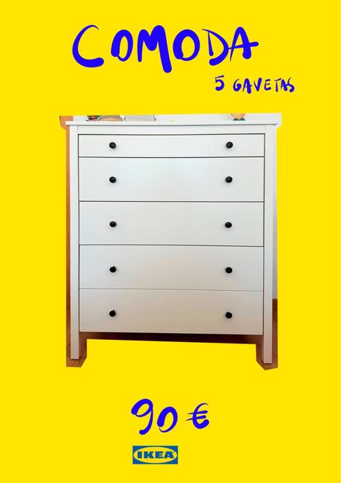 Comoda branca 5 gavetas