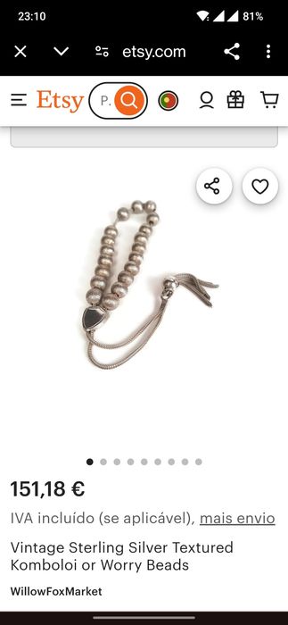 Komboloi Grego em prata esterlina