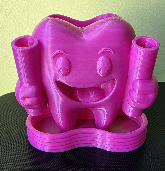 Suporte Escovas de Dentes Infantil Rosa – Dente Feliz 3D