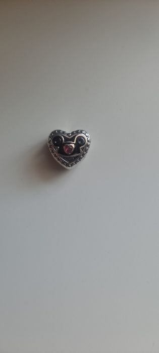 Charms Srebrne Ażurowe Serce Myszka Miki S925