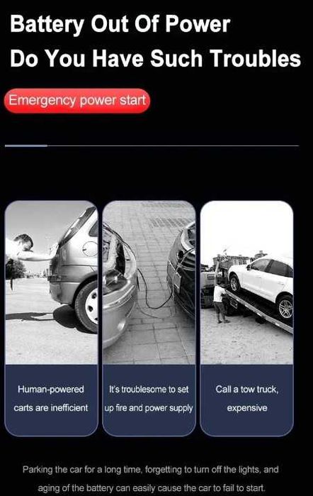 Booster Bateria Auxiliar para carro | 2000A 12V | Luz  | Power Bank