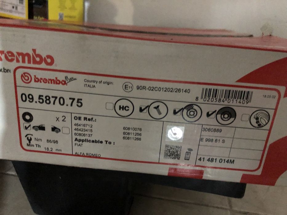 Pastilhas e discos de travao