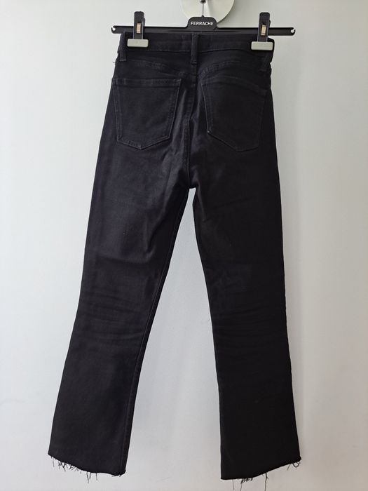 Calças de ganga boca de sino pretas xs 32