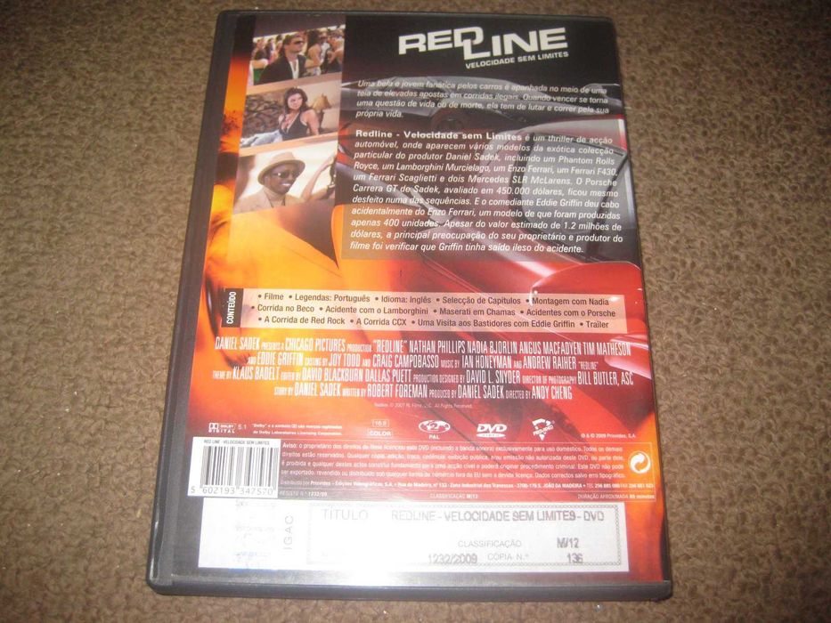 DVD "Red Line- Velocidade Sem Limites" de Andy Cheng