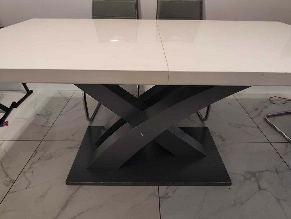 Stół rozkładany biało szary