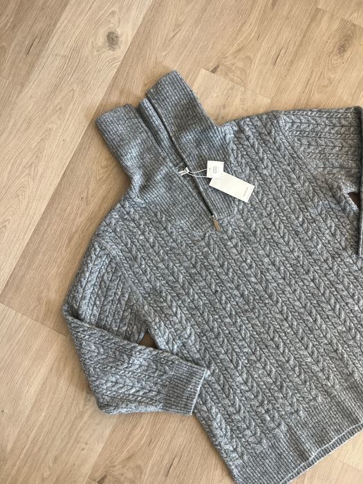 Szary pleciony sweter Reserved golf golfik welniany oversize