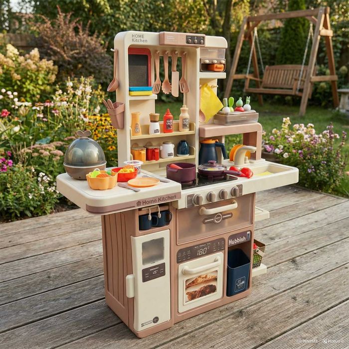 Дитяча кухня робоча плита є вода / холодильник / витяжка / звуки / пар