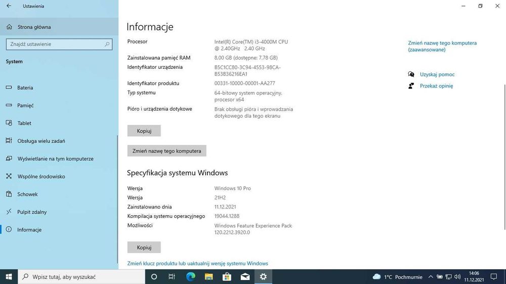 Laptop Lenovo B5400 Intel Core i3-4000M 2.4GHz RAM 8GB SSHD 500GB
