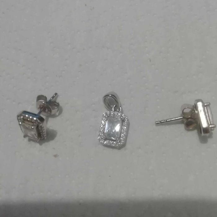 Śliczne kolczyki + zawieszka z cyrkoniami srebro 925