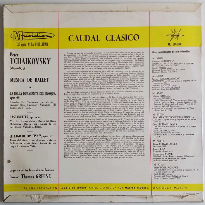 Vinil Tchaikovsky – Música de Ballet LP 33rpm | Musidisc